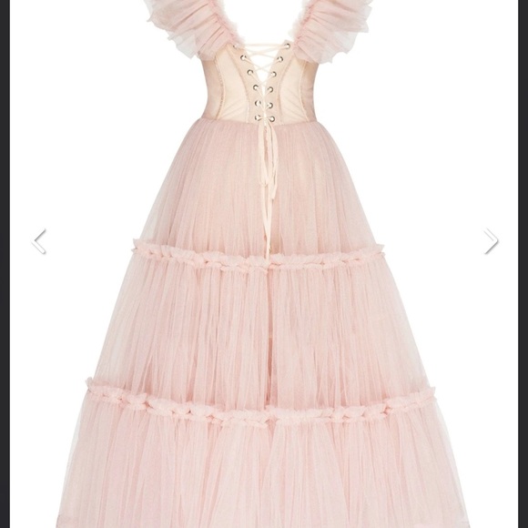 Size XL Authentic Milla tea length tulle dress in color misty rose. Worn once. - Picture 4 of 15